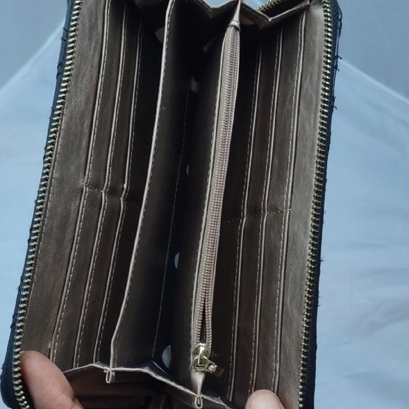 Anne Klein Black Patent Quilted Wallet - Picture 5 of 10